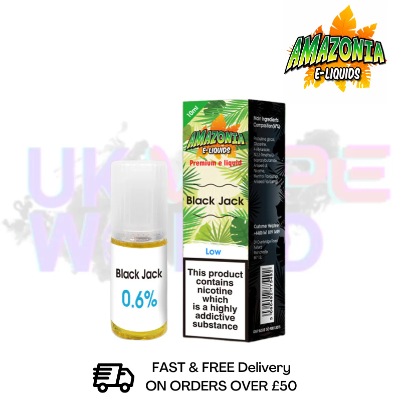 Amazonia 10ml Black Jack Eliquid Only £2.99 (PCS)