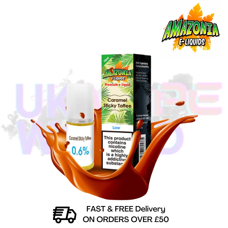 Amazonia 10ml Caramel Sticky Toffee Eliquid Only £2.99 (PCS)