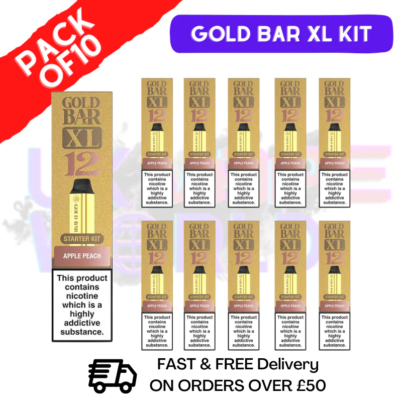 Apple Peach Gold Bar XL Prefilled KITS Box of 10