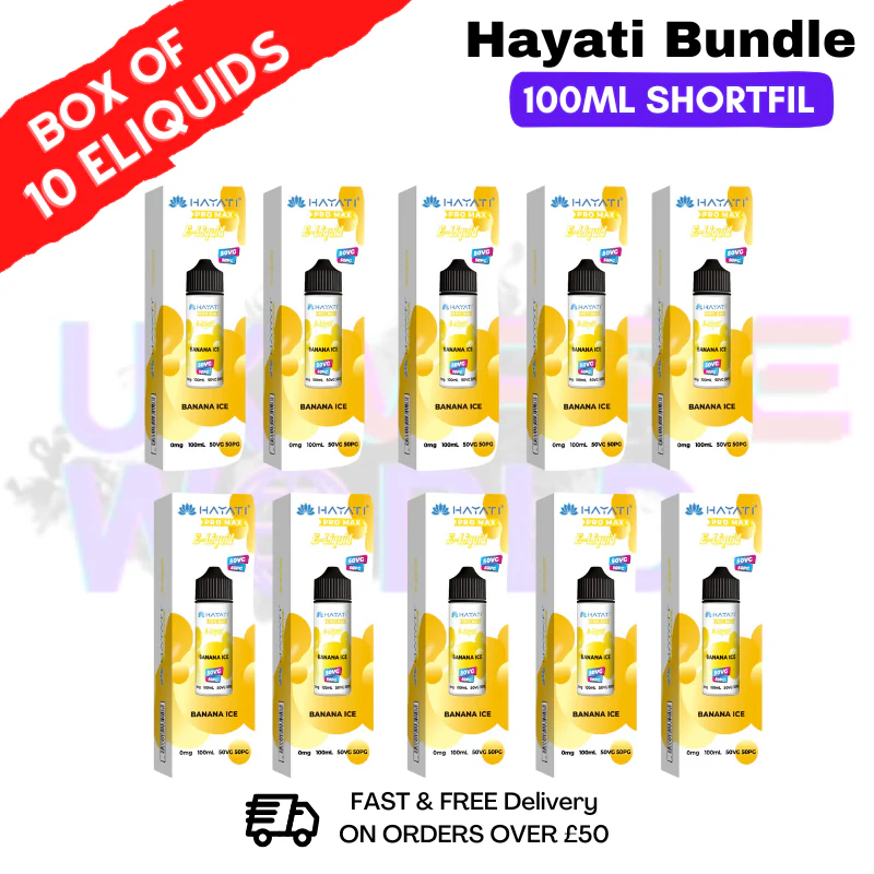 Banana ICE Hayati 100ML Box Of 10 + Free NicShots