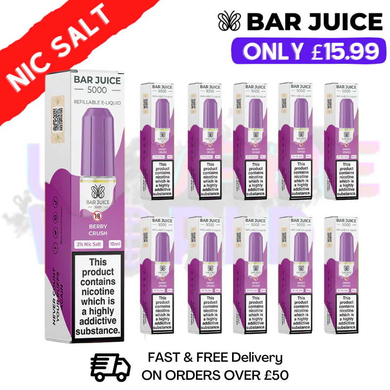 Berry Crush Bar Juice 5000 Nic Salt BOX OF 10 - £13.99