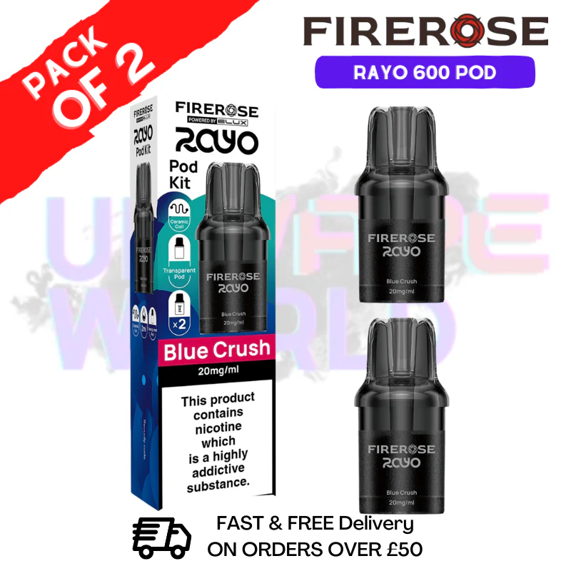 Blue Crush Firerose Rayo 600 Replacement Pods Pack Of 2