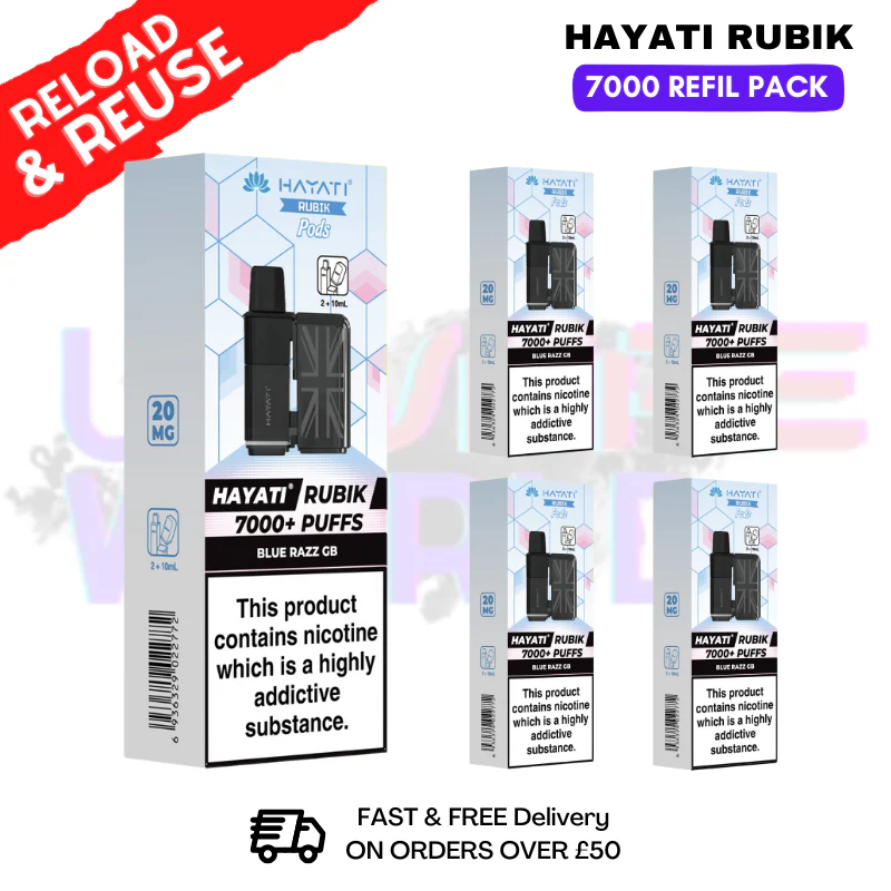 Blue Razz GB Hayati Rubik 7K Replacement Pods Box Of 5