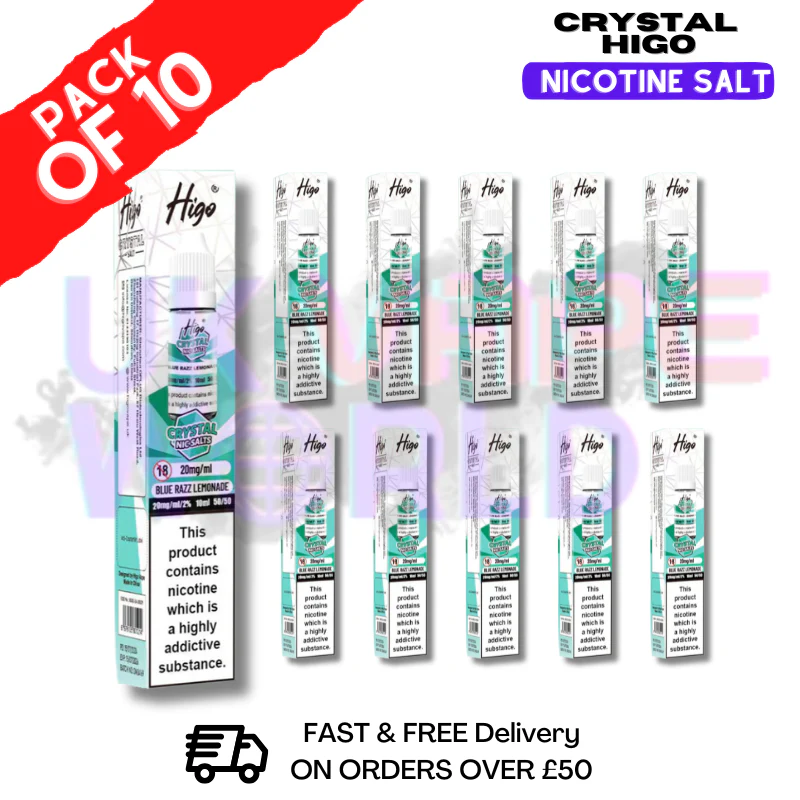 Blue Razz Lemonade Crystal Higo Nic Salt Box Of 10