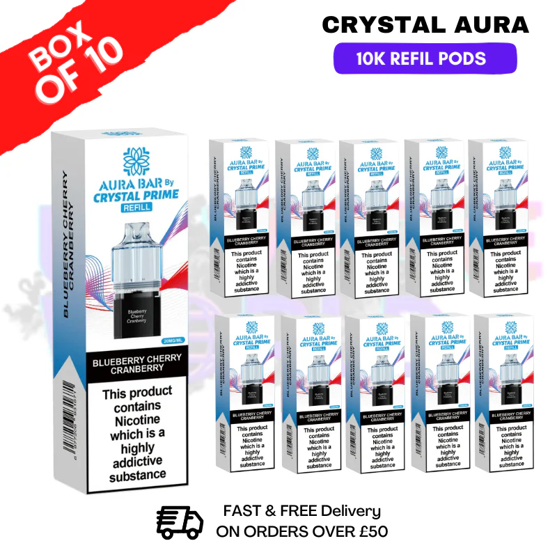 Blueberry Cherry Cranberry Crystal Prime 10K Refil Pods Box Of 10