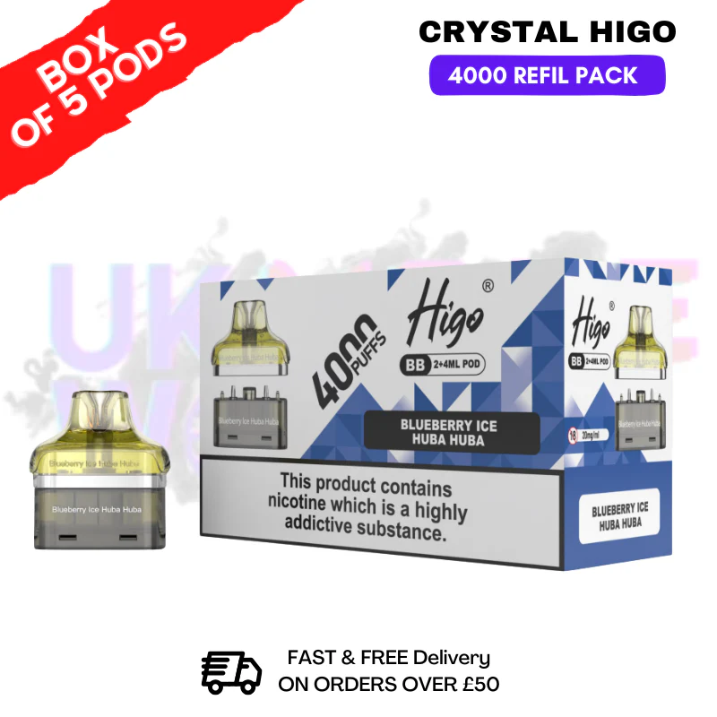 Blueberry ICE Huba Buba Crystal Higo 4000 REFIL Pods BOX OF 5
