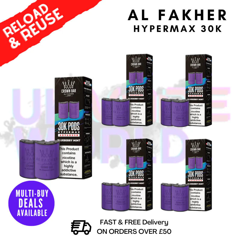 Blueberry Mint AL Fakher 30K Box Of 5 Replacement Pods