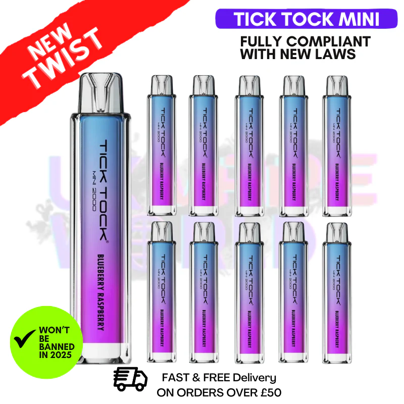 Blueberry Raspberry Tick Tock Mini 2000 Box Of 10