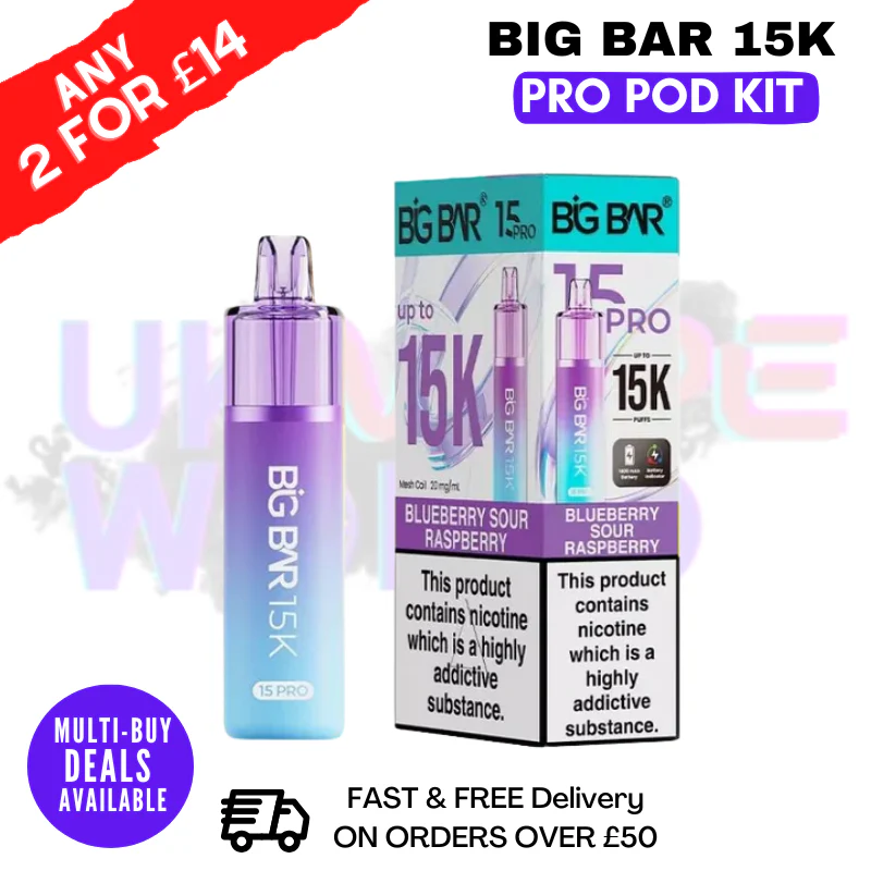 Blueberry Sour Raspberry Big Bar 15K Prefilled Pod Kit - £7.89