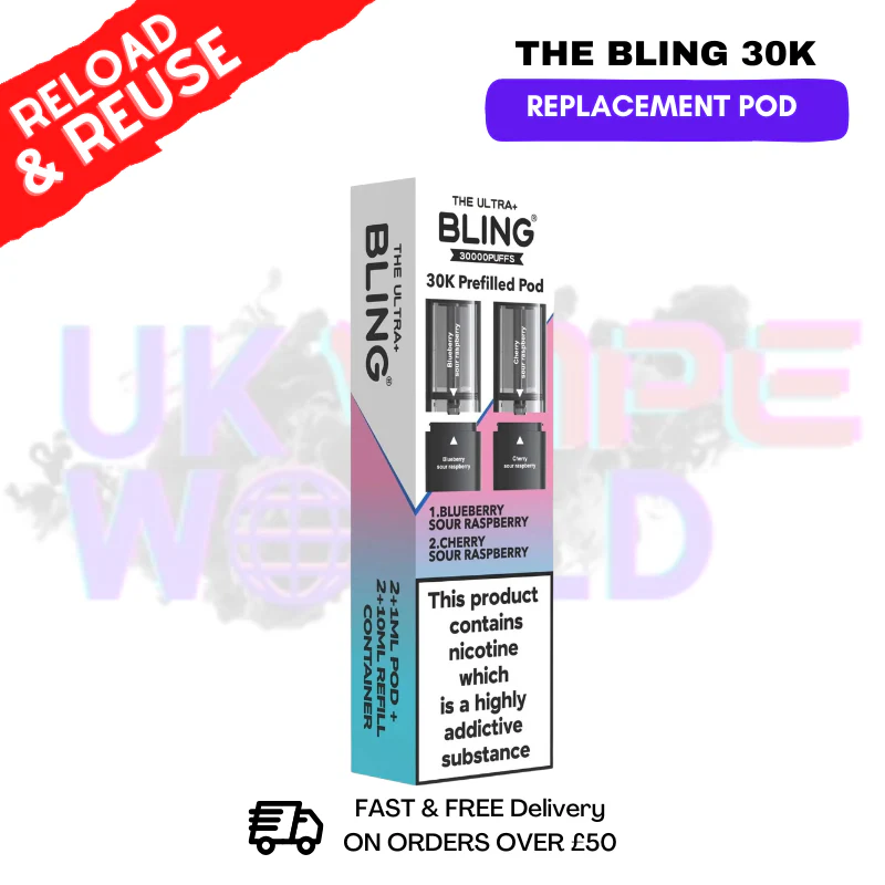 Blueberry Sour Raspberry Bling 30k REFIL PACK Ultra Plus Pods - £6.99