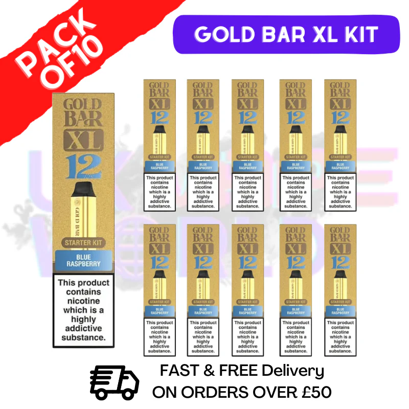 Blue Raspberry Gold Bar XL Prefilled KITS Box of 10