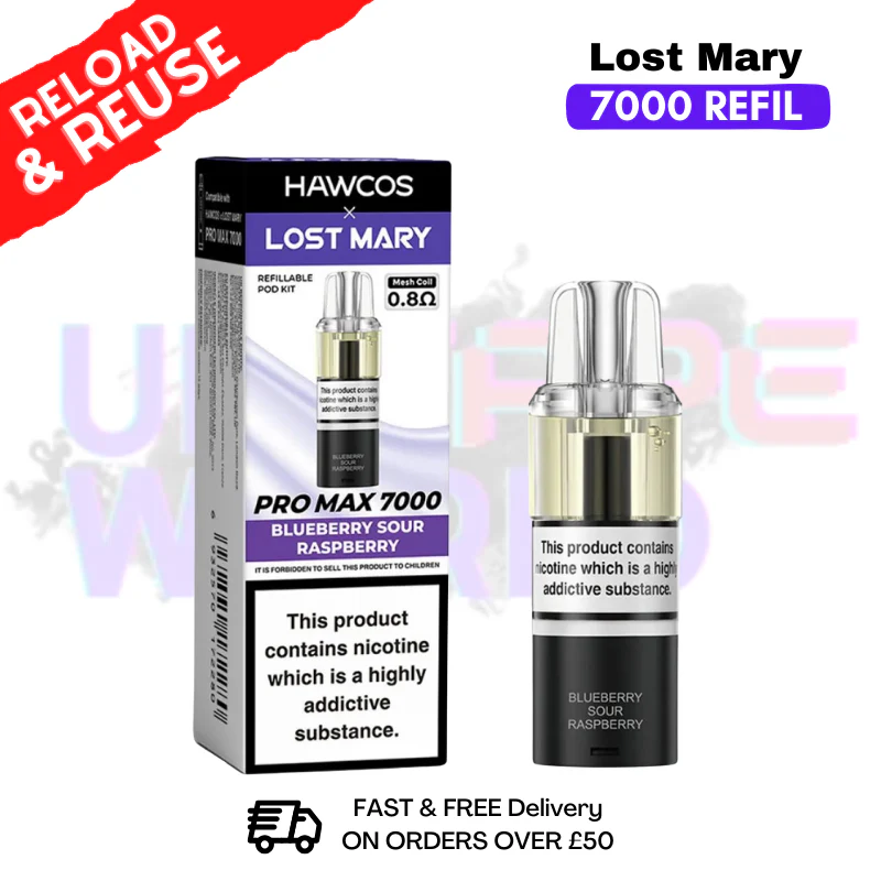 Blueberry Sour Raspberry Lost Mary 7K 7000 Puff Replacement Pods