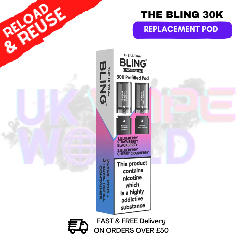 Blueberry Strawberry Blackberry Bling 30k REFIL PACK Ultra Plus Pods - £6.99