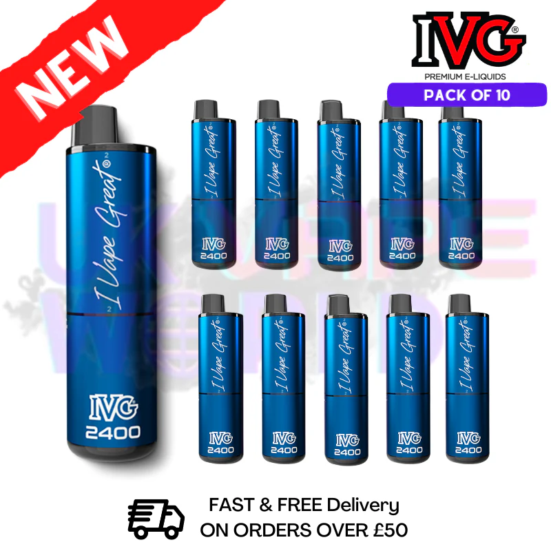 Box Of 10 - BLUE EDITION IVG 2400 Prefilled Vape Pen Kit