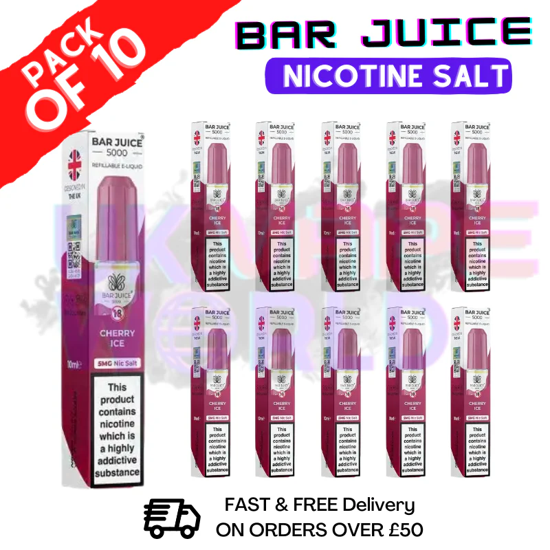 Cherry ICE Bar Juice 5000 Nic Salt | Box of 10 | ONLY £13.99