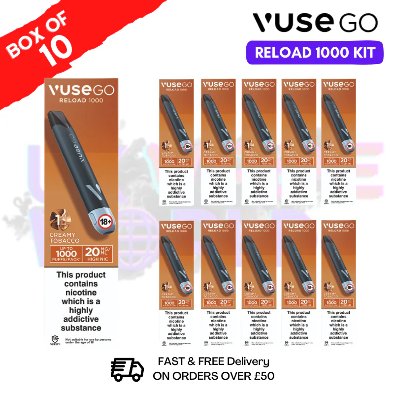 Cream Tobacco Vuse Go Reload 1000 Prefilled Pod Kit Box of 10