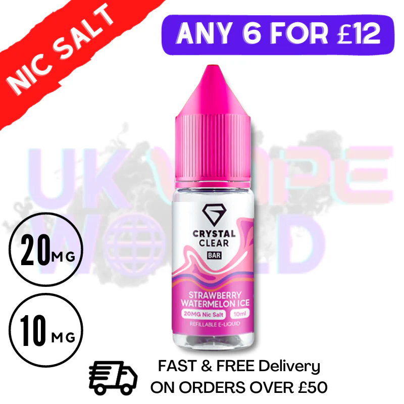 Crystal Clear 'Strawberry Watermelon ICE' Bar Nic Salt