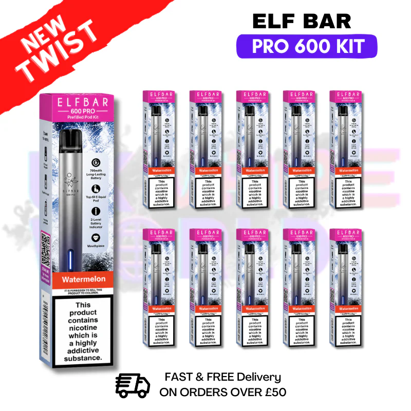 Elf Bar Pro 600 Puff Watermelon Kit Box of 10