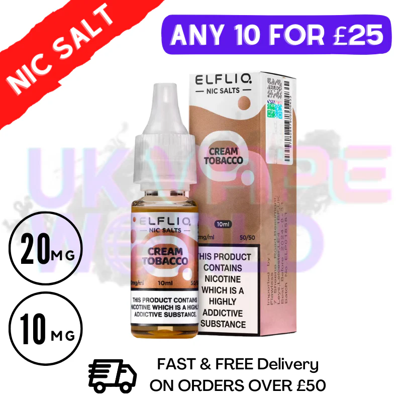 ElfLiq 'Cream Tobacco' Nic Salt 10ML eLiquid