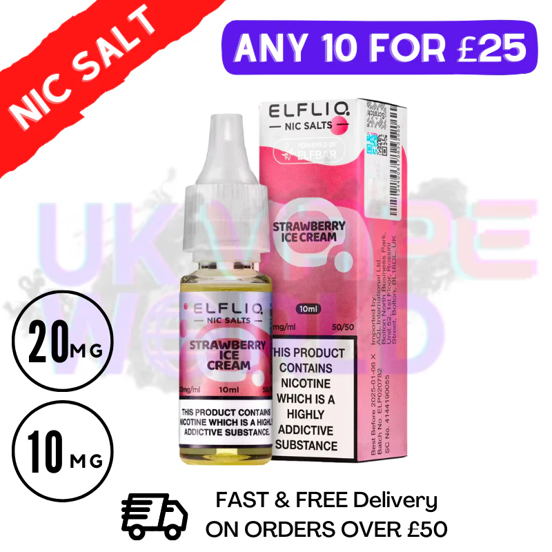 ElfLiq 'Strawberry ICE CREAM' Nic Salt 10ML eLiquid
