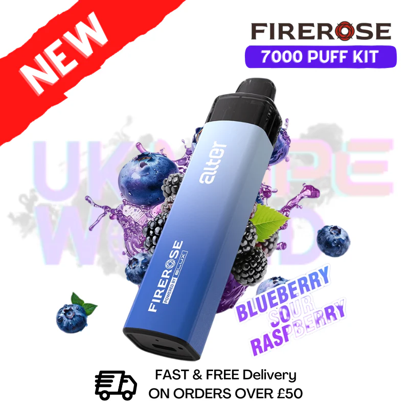 Blue Sour Raspberry Elux Firerose 7K 7000 Puff Pod Kit