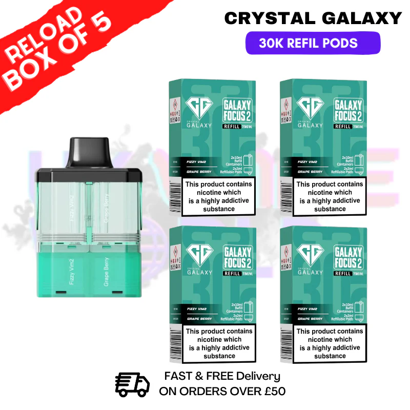 Fizzy Vim2 Crystal Galaxy 30K Replacement Pods Box Of 5
