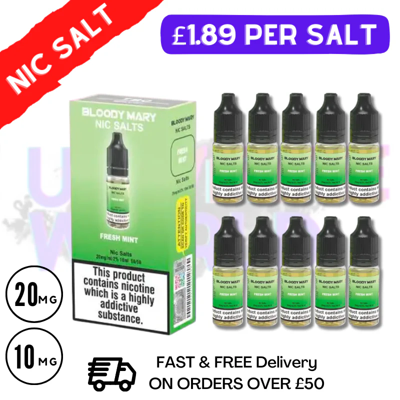 Fresh Mint - Bloody Mary Nic Salt Box of 10