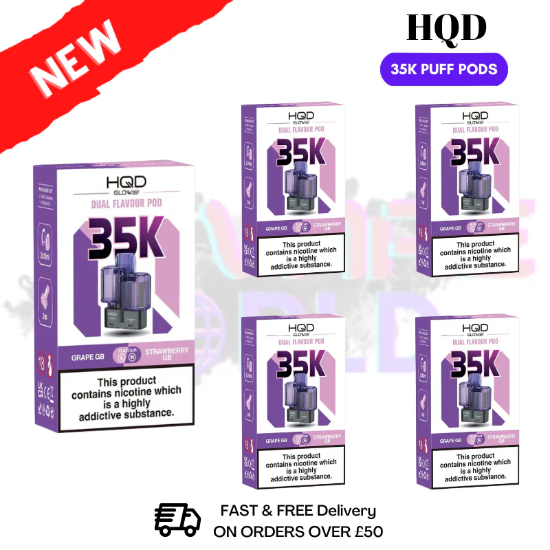 Grape Gummy Bear HQD Glow Air 35K Prefilled Pods Box Of 5