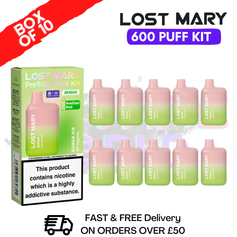 Guava ICE Lost Mary 600 Puff Bars Pack Of 10 BM600