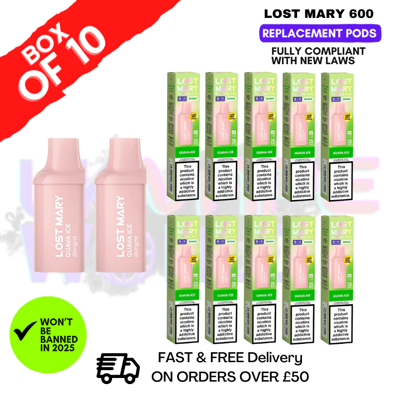 Guava Ice Lost Mary 600 Puff Replacement Pods Box Of 10