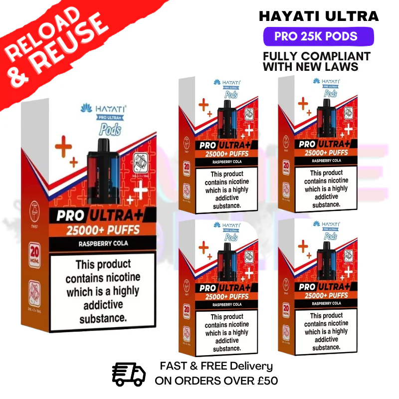Hayati 25K Raspberry Cola Replacement Pods Box Of 5