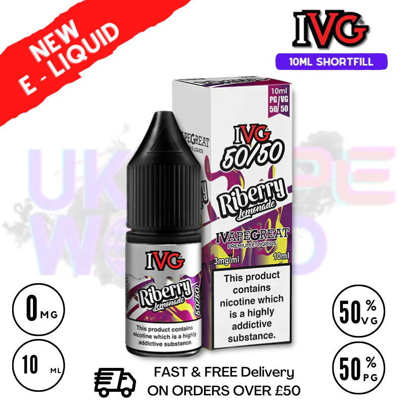 IVG 50/50 Riberry Lemonade 10ml E Liquid - ONLY £1.99