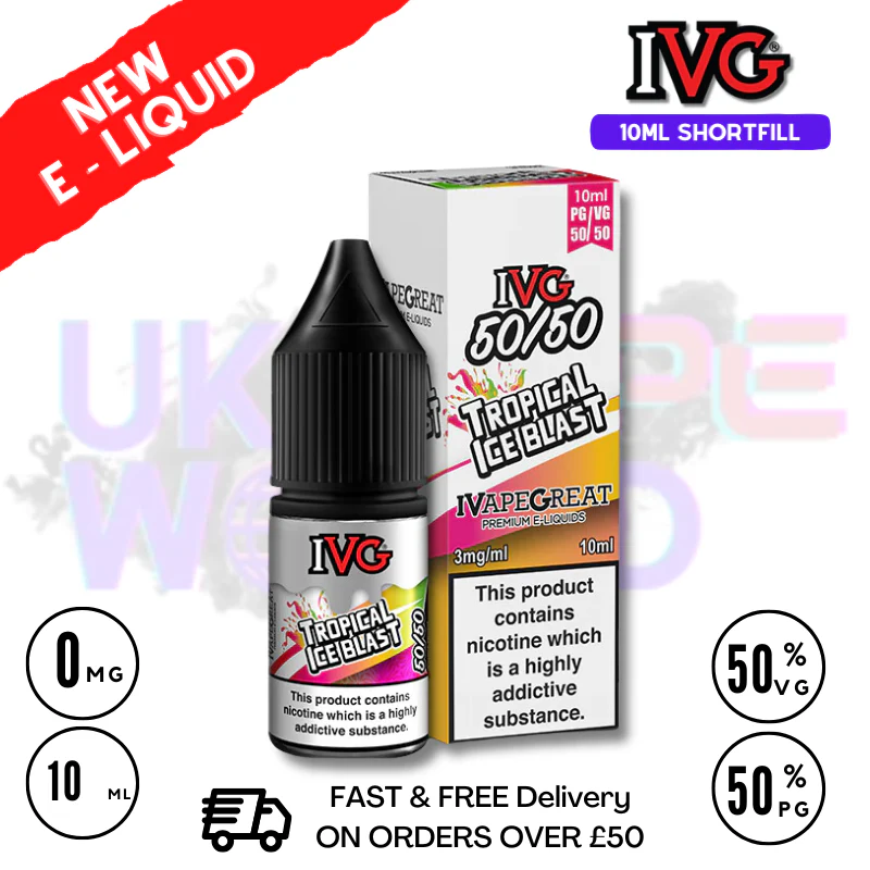 IVG 50/50 Tropical ICE Blast 10ml E Liquid - ONLY £1.99