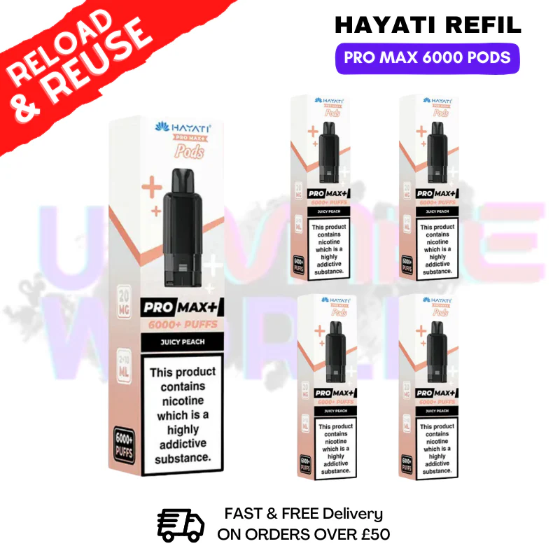 Juicy Peach Hayati ProMax 6K Replacement Pods Box Of 5