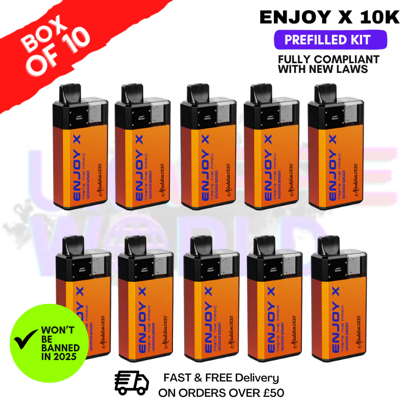 Kiwi Passionfruit Guava Enjox X 10K Puff Prefilled Pod Kits Box Of 10