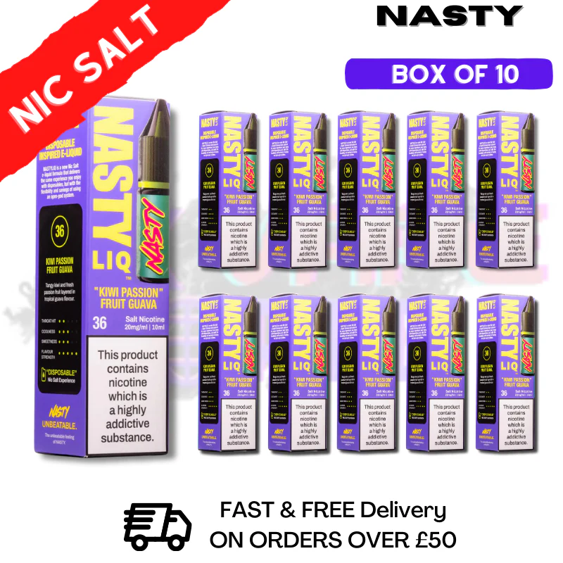 Kiwi Passionfruit Guava - NastyLiq Nic Salt Box Of 10