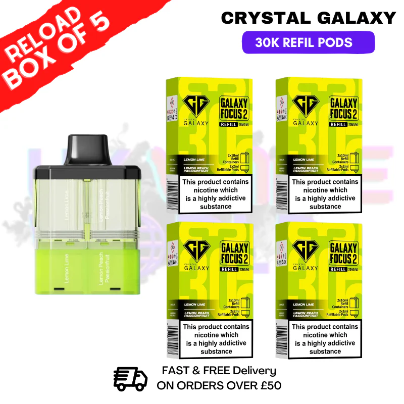 Lemon Lime Crystal Galaxy 30K Replacement Pods Box Of 5