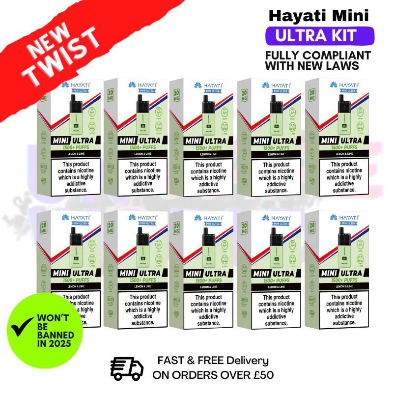 Lemon Lime Hayati Mini Ultra 1500 Box Of 10