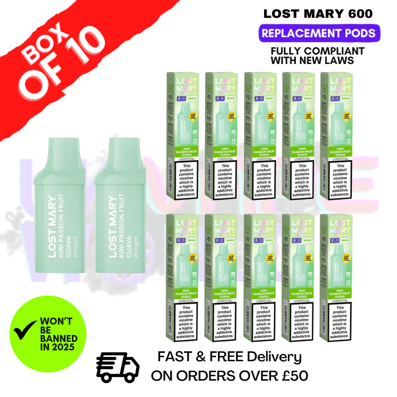 Lemon Lime Lost Mary 600 Puff Replacement Pods Box Of 10