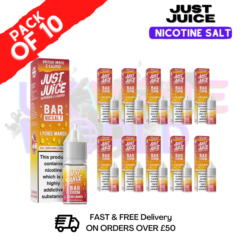Lychee Mango Just Juice Nic Salt Box Of 10 - ONLY £17.99