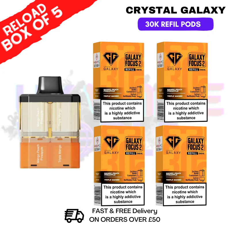 Mango Peach Pineapple Crystal Galaxy 30K Replacement Pods Box Of 5