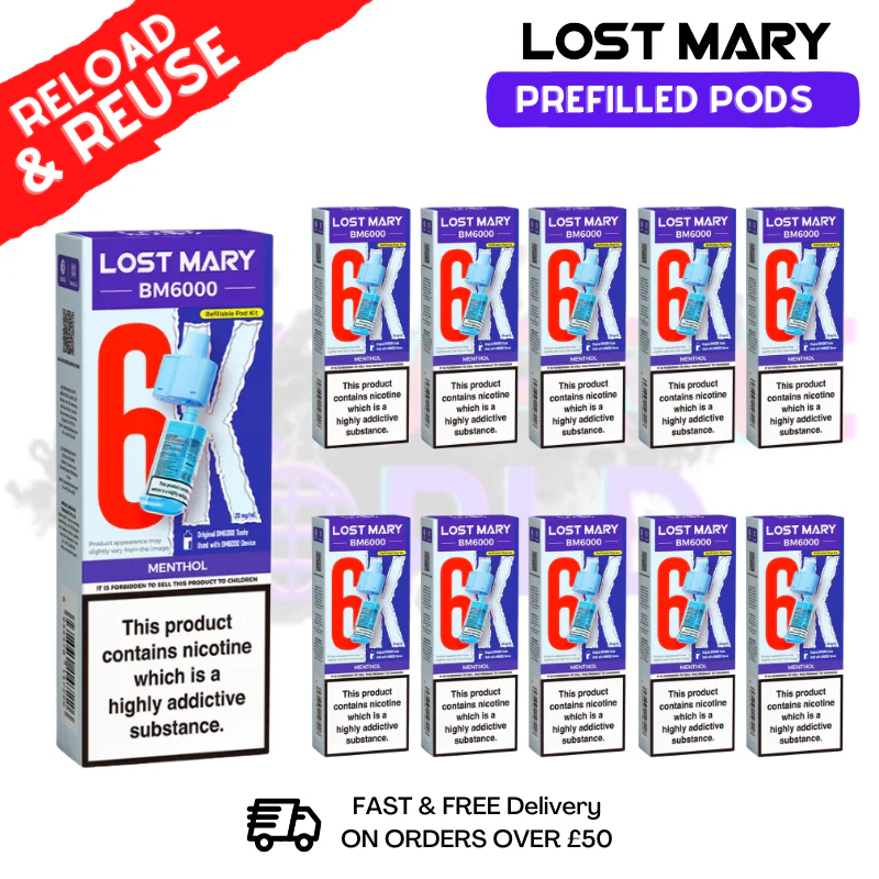 Menthol Lost Mary BM6000 Replacement Pods BOX OF 10