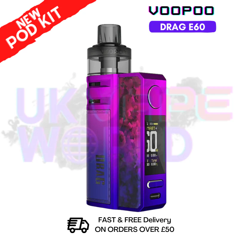 Modern Red Voopoo Drag E60 pod Kit + Free Nicsalt