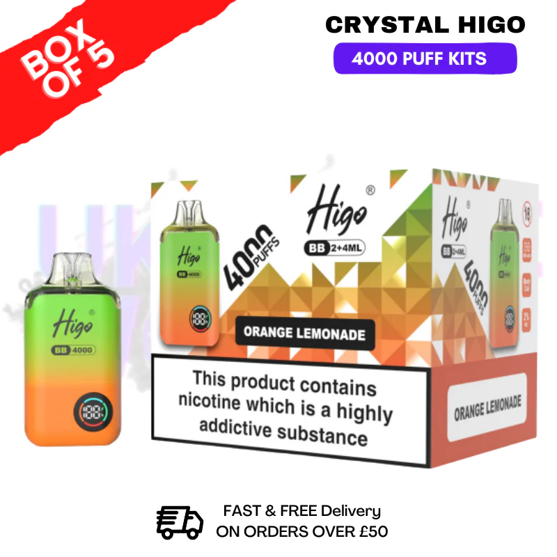 Orange Lemonade Crystal Higo 4000 Pod Kits Box Of 5