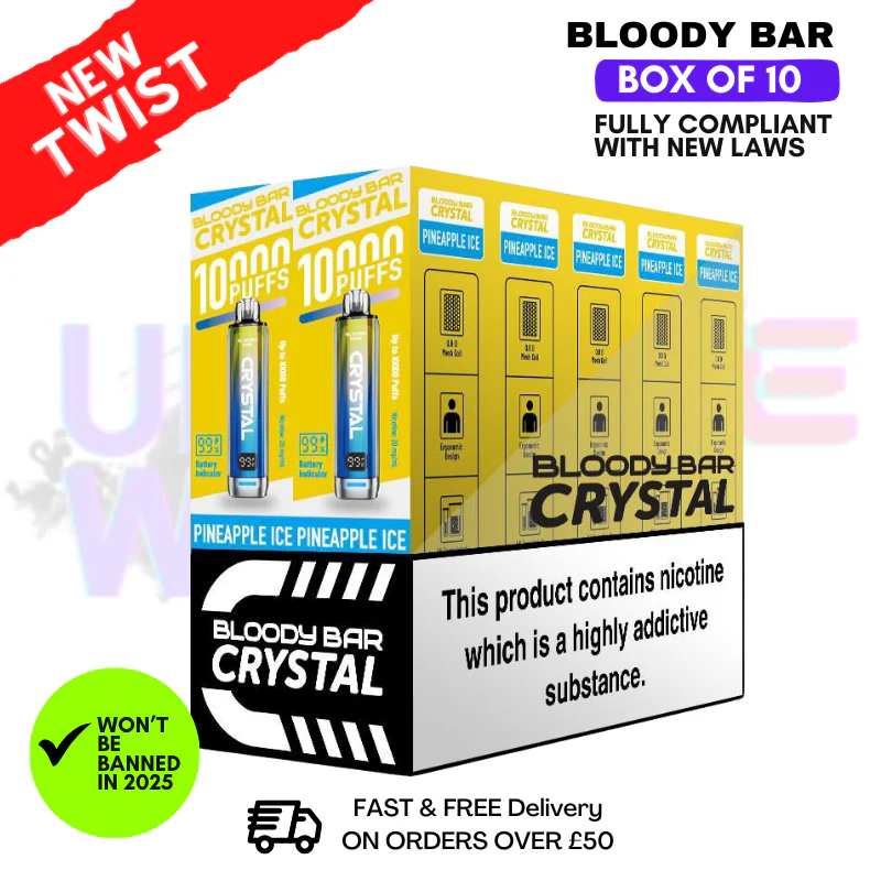 Pineapple ICE Bloody Bar Crystal 10K Puff Box Of 10