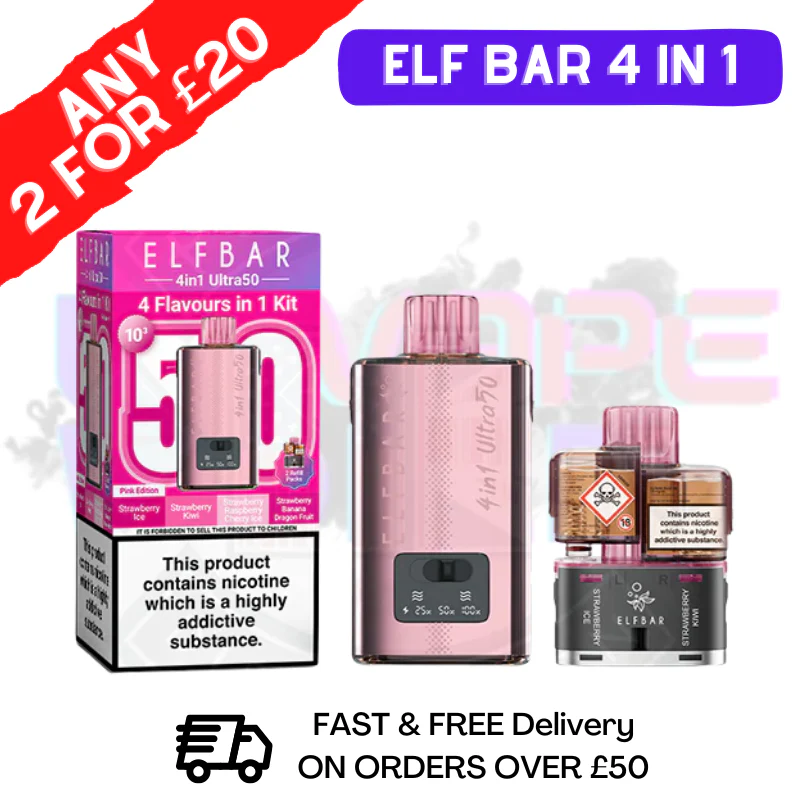 Pink Edition Elf Bar 4 in 1 Ultra Puff Kit