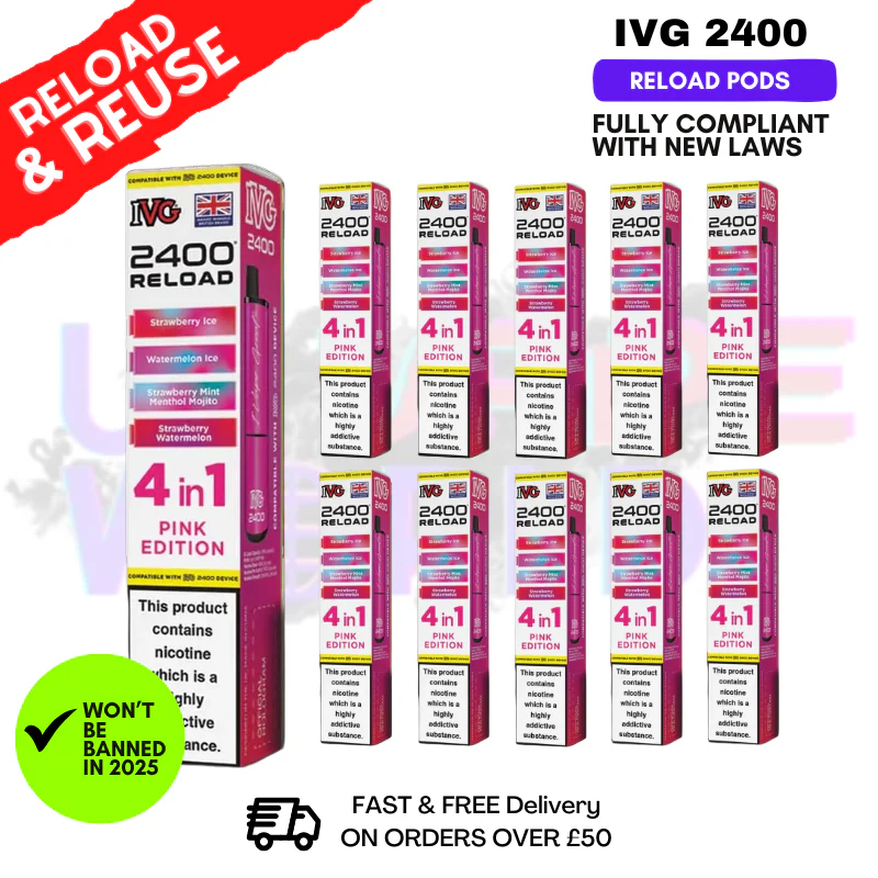 Pink Edition IVG 2400 RELOAD Pods - Box Of 10