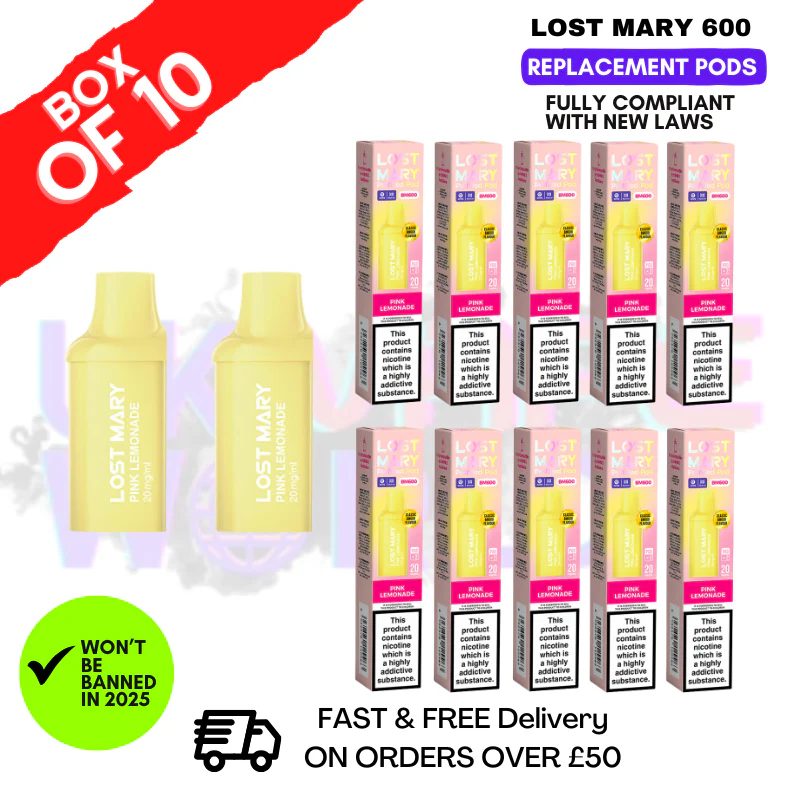 Pink Lemonade Lost Mary 600 Puff Replacement Pods Box Of 10