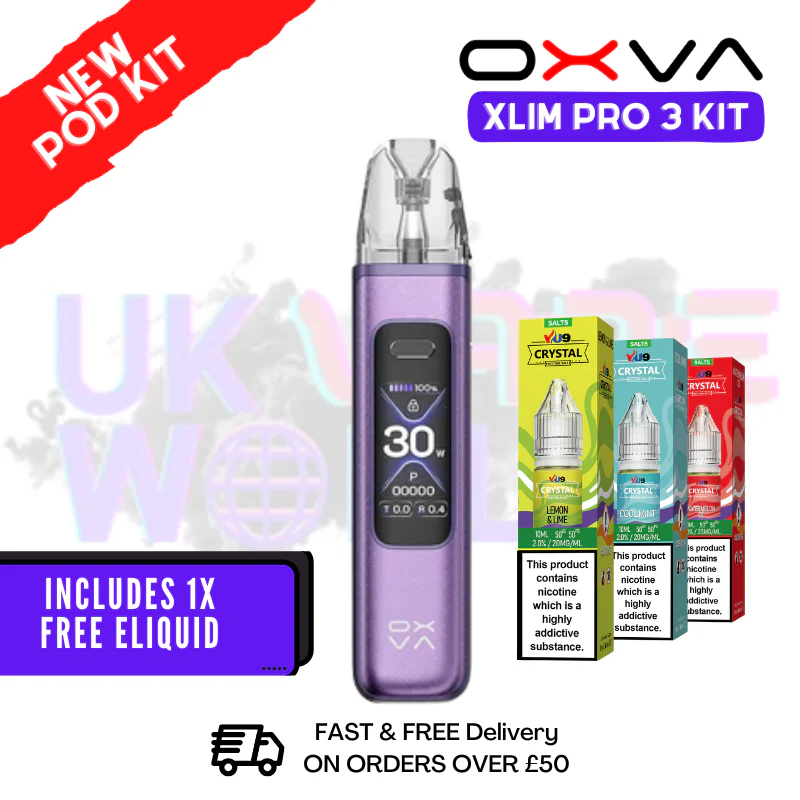 Purple Silk Oxva Xlim Pro 3 Pod Kit + Free Nic Salt
