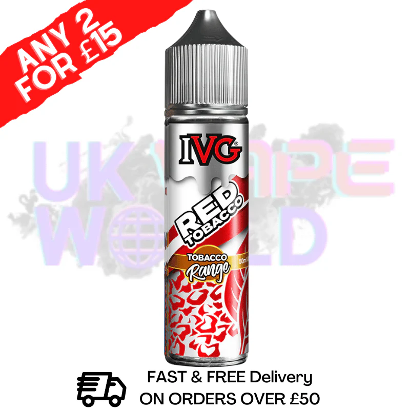 Red IVG Shortfill Juice 50ML Eliquid - Tobacco RANGE